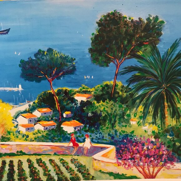 Ocean Paradise in Sicily Print Signed Francoise Gicot In Print On Paper 21 X 17 - Picture 3 of 6